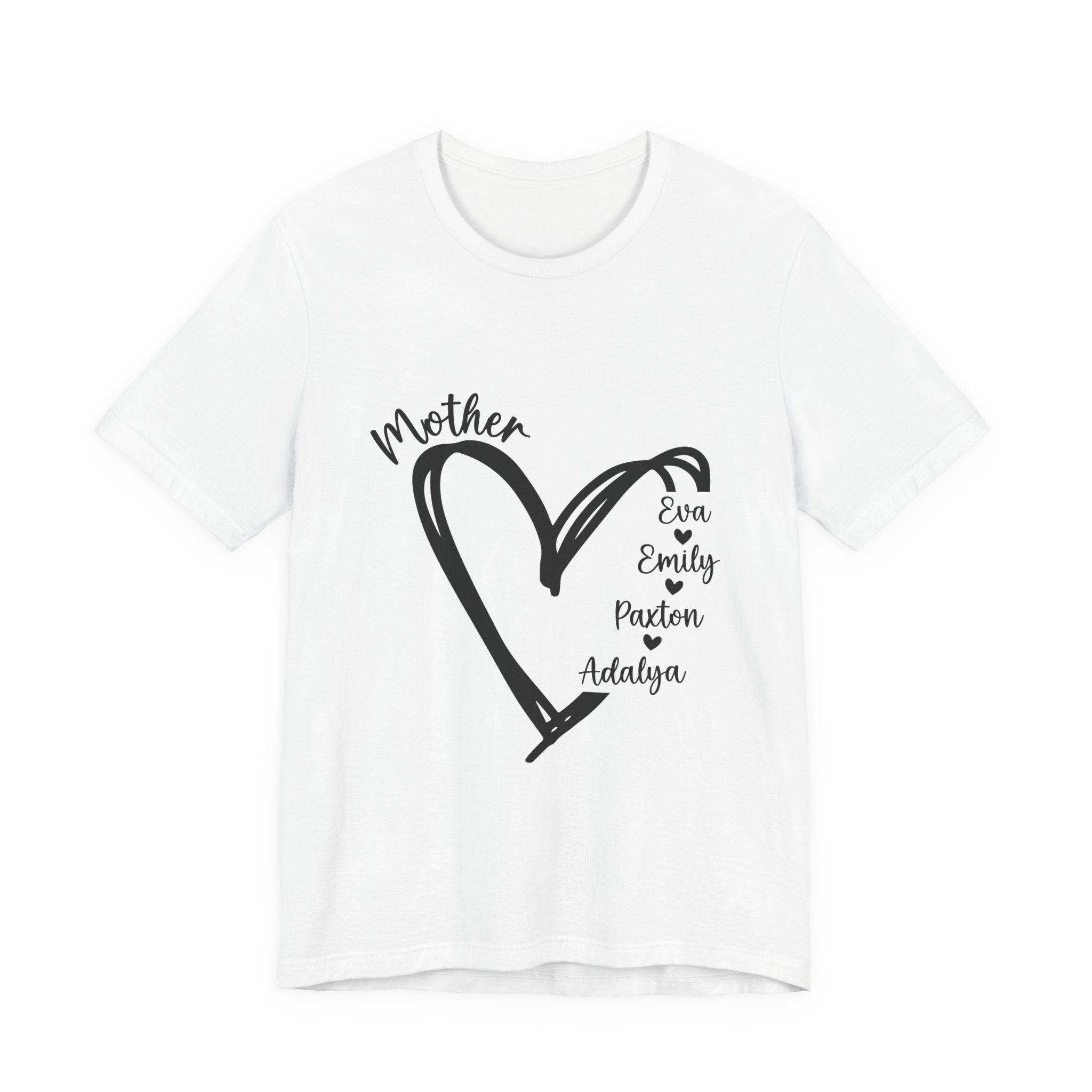 Mother Heart Names T-Shirt — Personalized Mom Shirt for Mother's Day, Family Names Tee