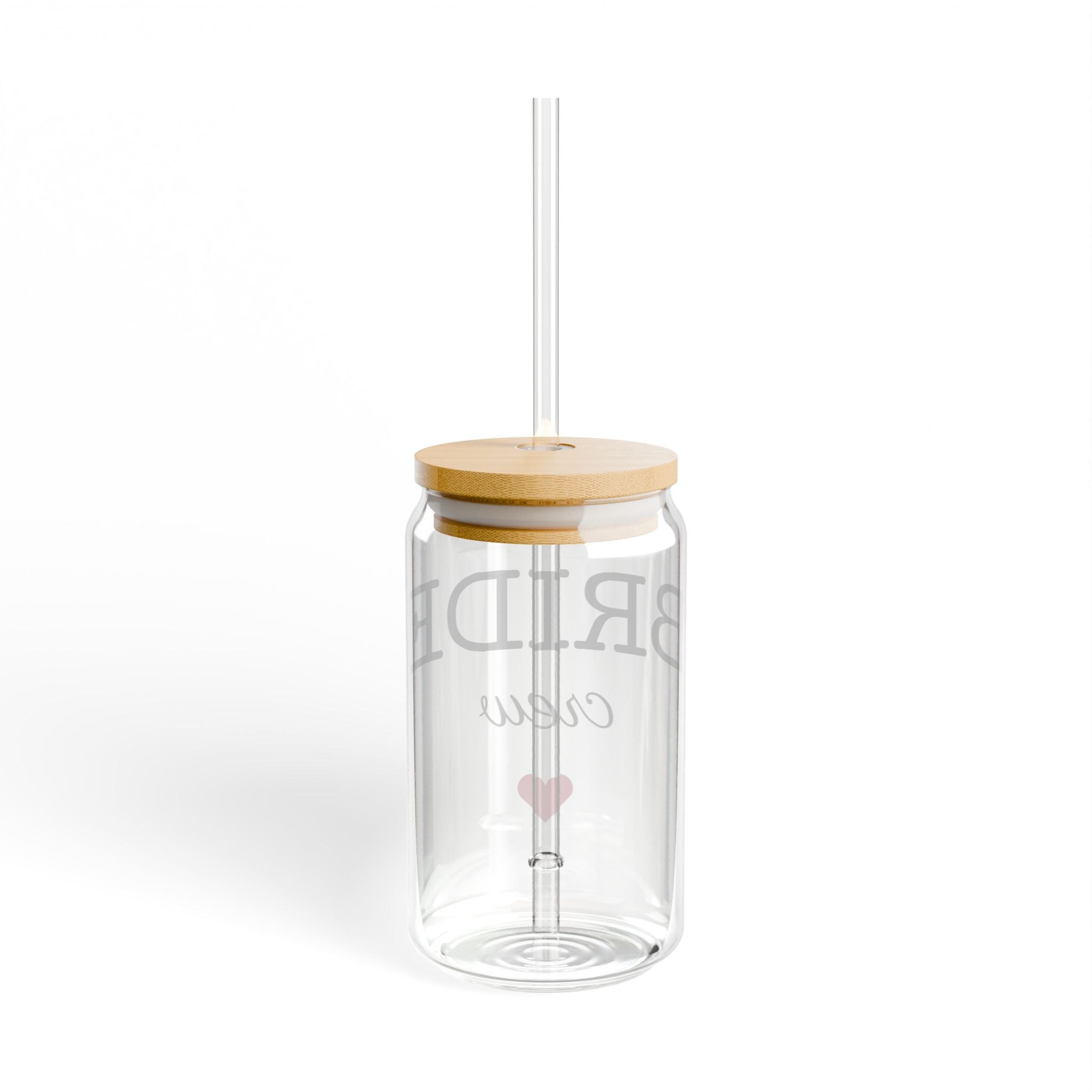 Bride Crew Glass Can Tumbler — 16oz Straw & Bamboo Lid