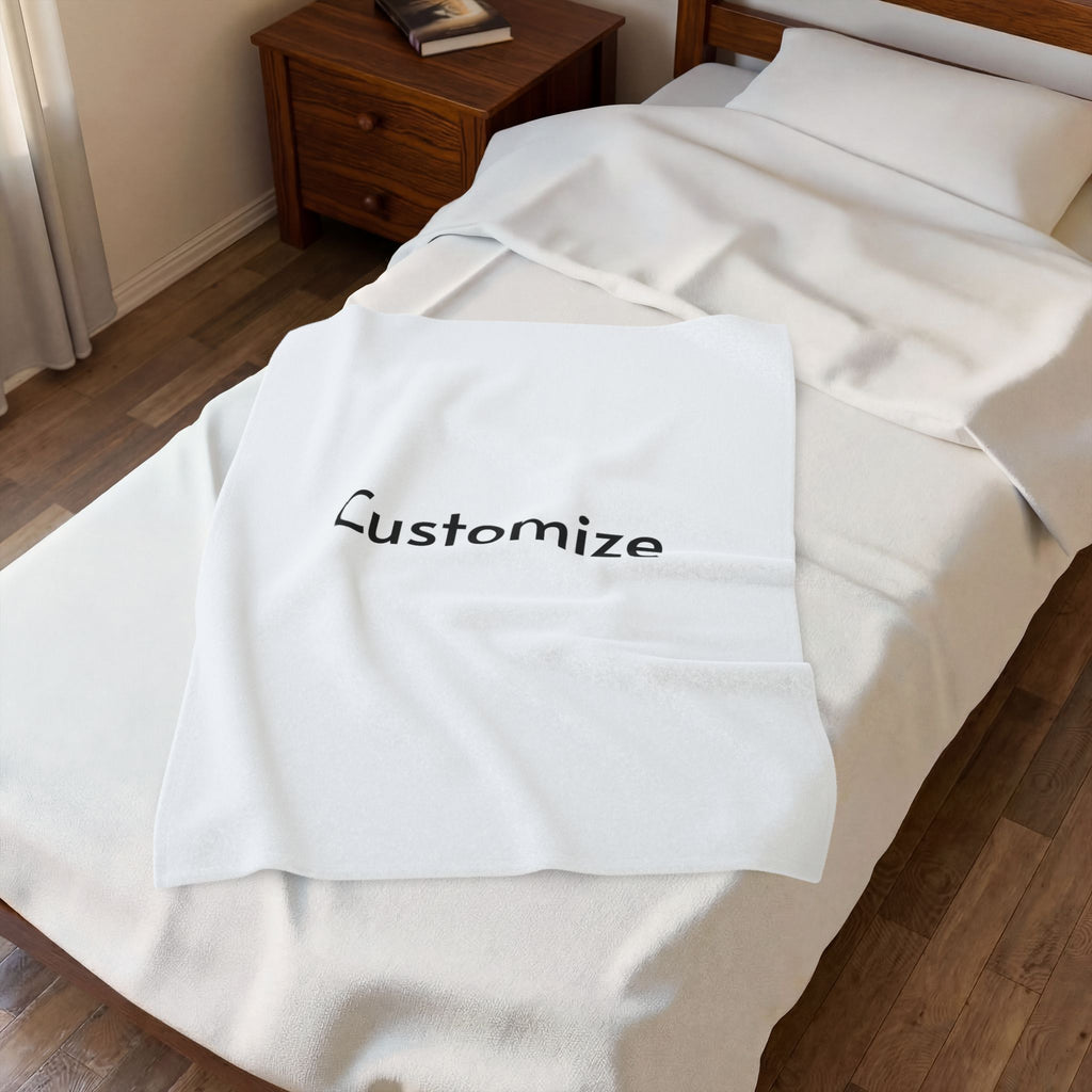 Custom Velveteen Plush Blanket — Personalized Soft Throw for Cozy Gifts