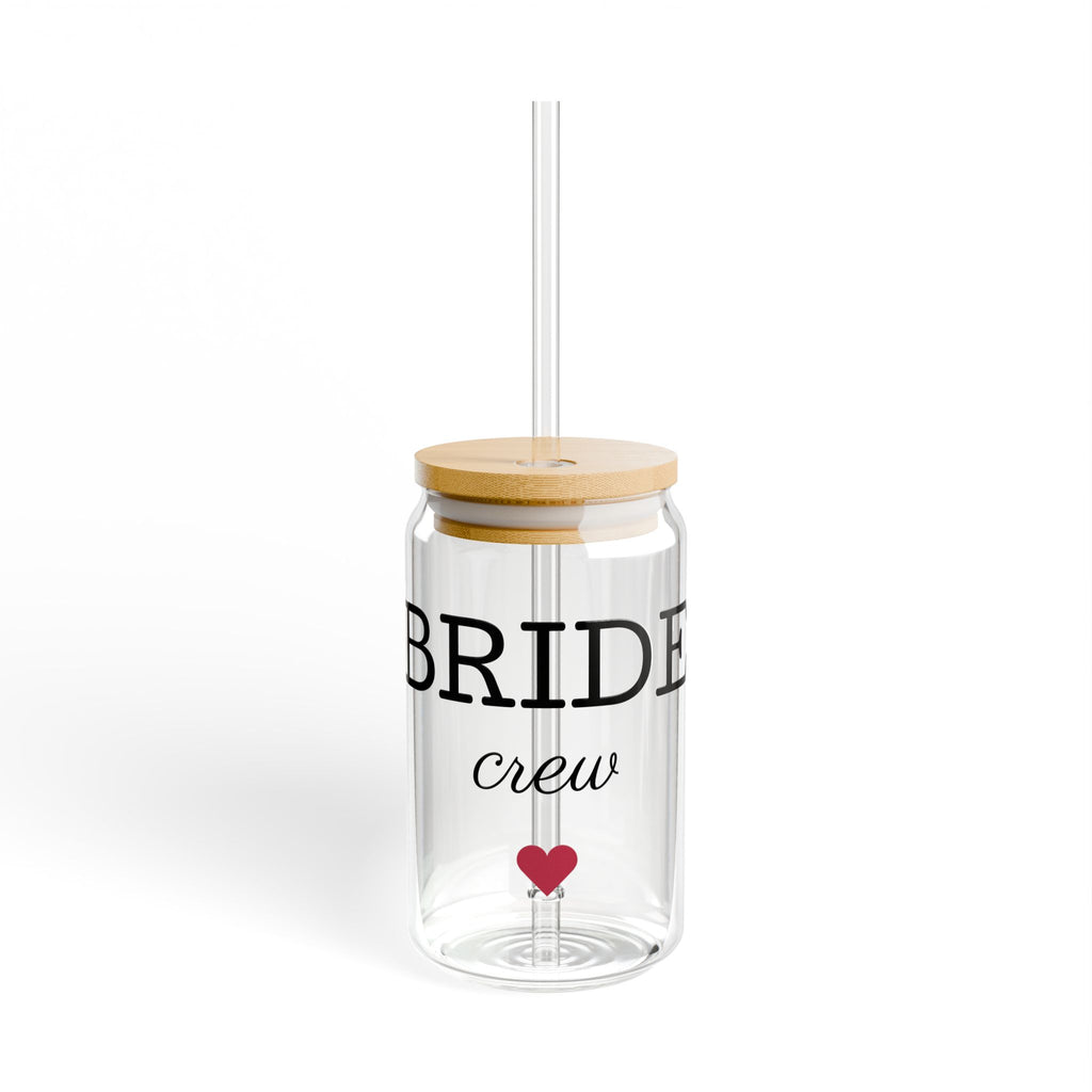 Bride Crew Glass Can Tumbler — 16oz Straw & Bamboo Lid