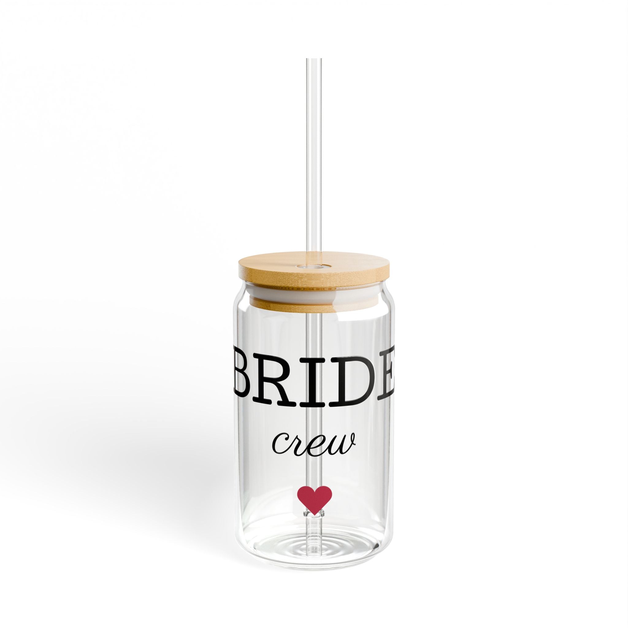 Bride Crew Glass Can Tumbler — 16oz Straw & Bamboo Lid