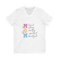 Mom Affirmations V-Neck Tee — Loved, Strong, Worthy, Important, Beautiful