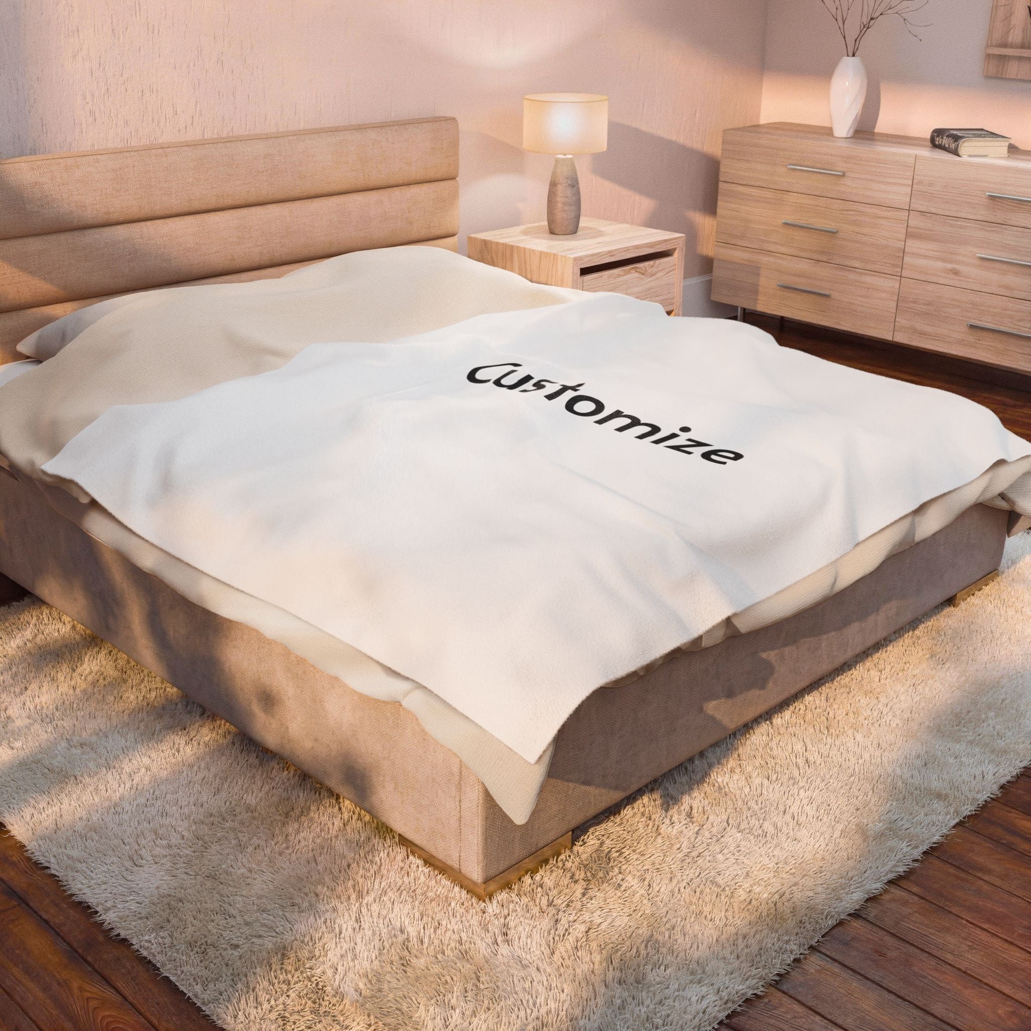 Custom Velveteen Plush Blanket — Personalized Soft Throw for Cozy Gifts